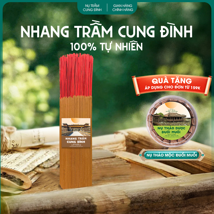 Nhang Trầm Hương Sạch Trầm Hương Cung Đình – Bó 500 Que Nhang Chân Đỏ